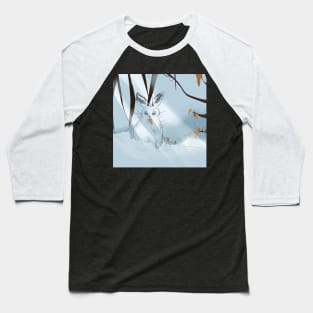 White Rabbit In The Snow Baseball T-Shirt